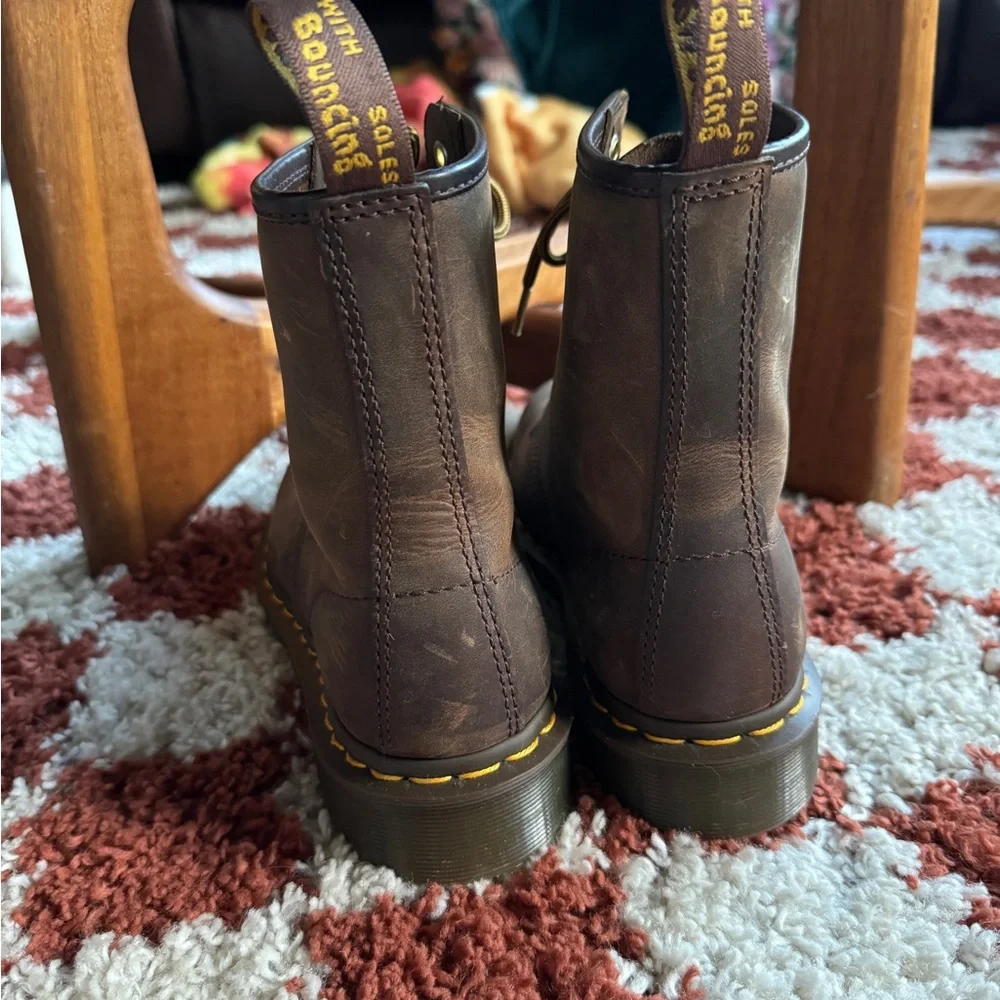 Dr. Martens Brown Leather Lace Up Boots with Sturdy Sole - Picture 3 of 7